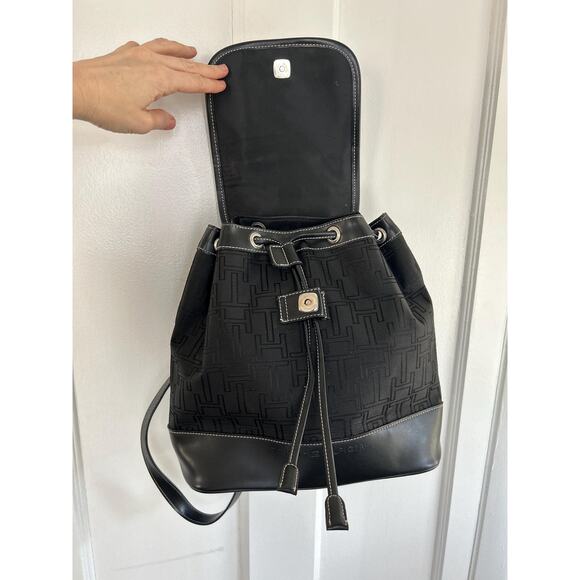 Vintage 1990s Black Mini Backpack Purse | Faux Leather Trim 90s Tommy Hilfiger main image 5